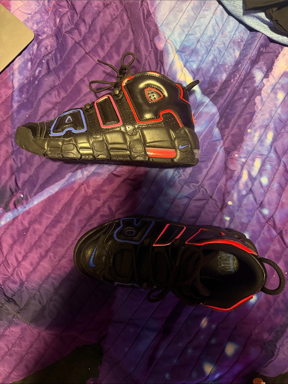 Nike Kids Black Sneakers with Red and Blue Accents